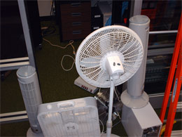 Five fans in the server room